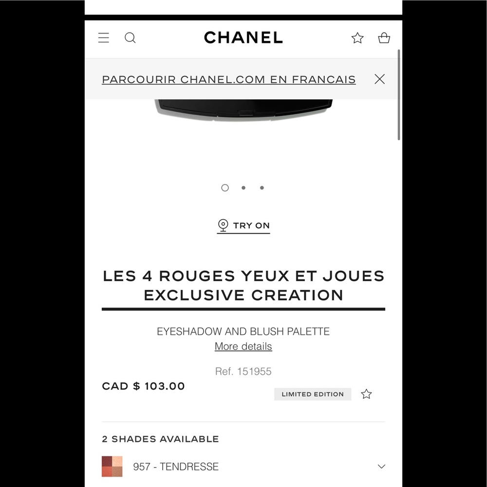 Chanel 927 tendress. Sold out. Eyeshadow/ blush palette.